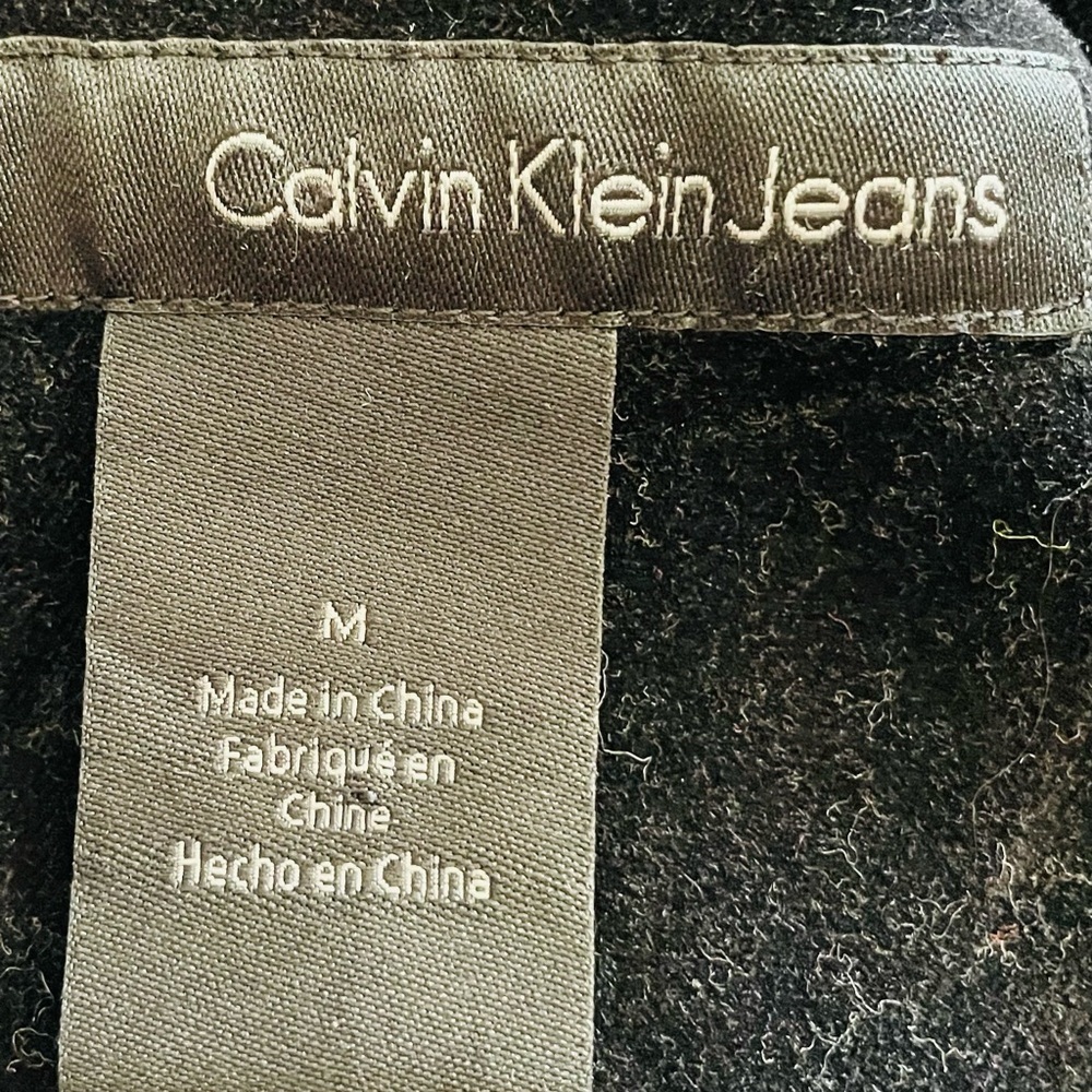 Calvin Klein Jeans Black Velvet Double-Breasted Pea Coat Missing button - Picture 5 of 6